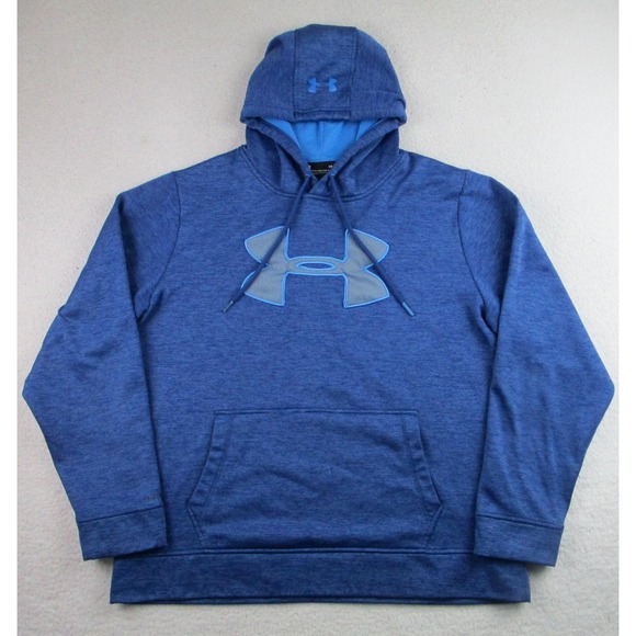 Under Armour Hoodie Mens Large Blue ColdGear Storm Pullover Sweatshirt Fleece - Picture 1 of 7